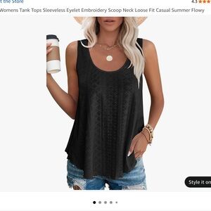 Sleeveless Eyelet Embroidery Tank Top HAUL